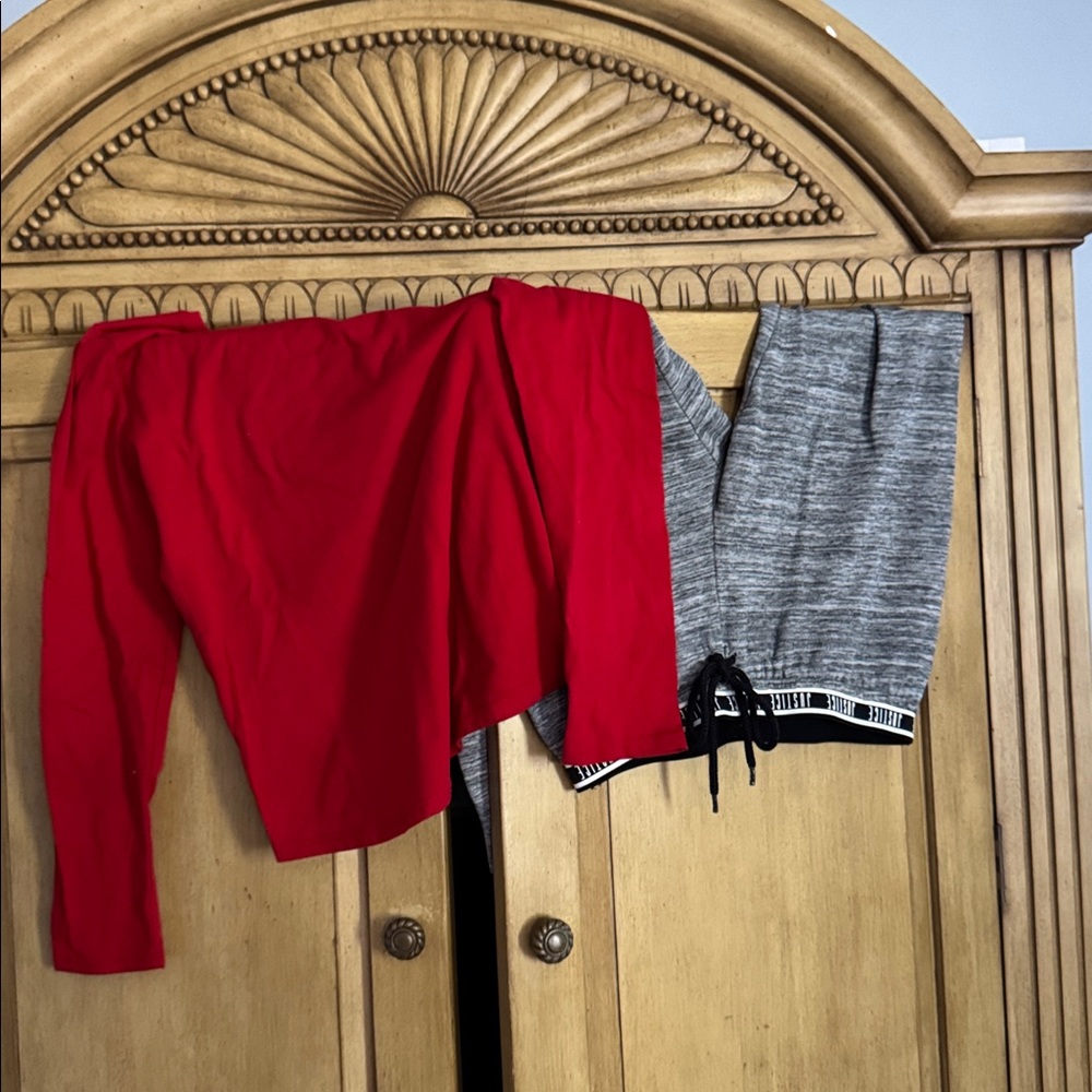 Justice Sweatpants with Drawstring like new! Bonus red shirt size 10-12